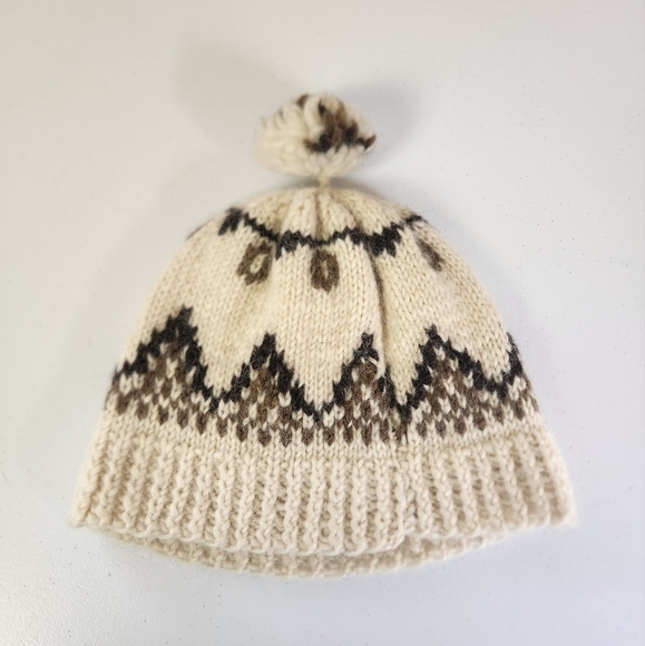 Handmade Vintage Wool Brown Beanie Winter Hat Touque Mens Womens Cowichan 90s - Picture 3 of 6